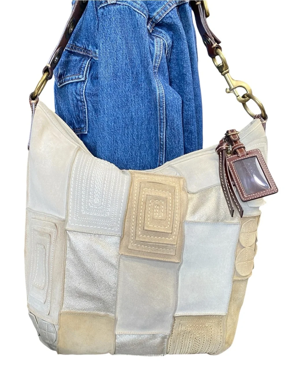 Coach XL Y2K Limited Edition Suede Patchwork Mosaic Shoulder Tote Bag - Picture 3 of 16